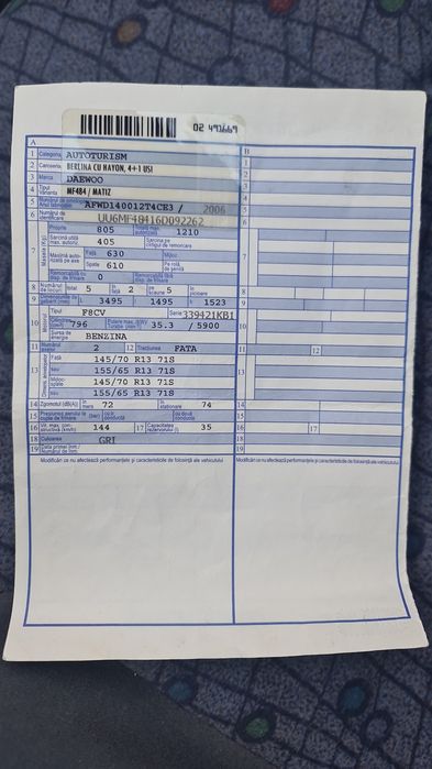 Daewoo matiz..2006 14.500 km 1500 euro