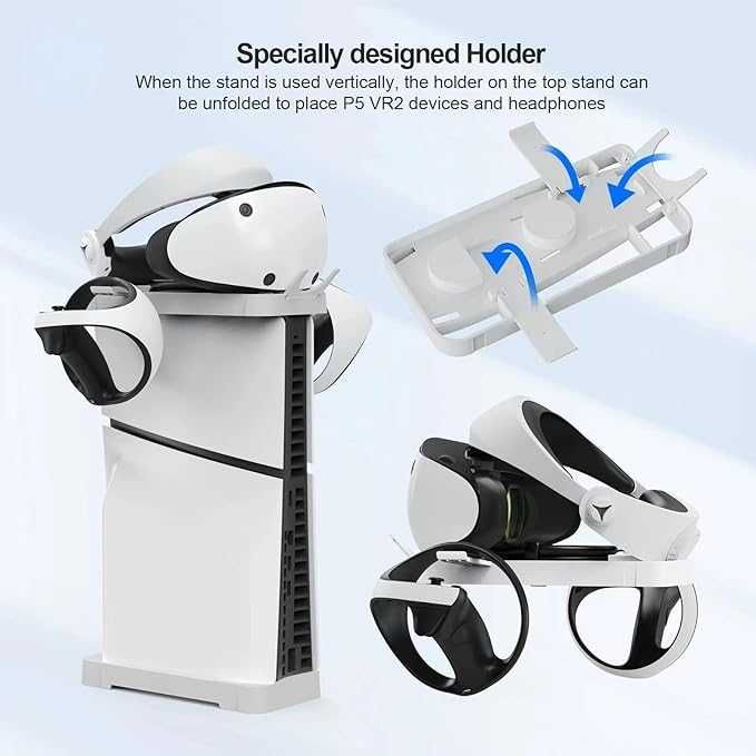 ECHZOVE PS5 Slim хоризонтална стойка, 2 в 1,съвместима с Playstation 5