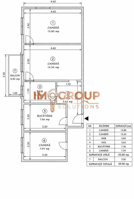 Alexandru Cel Bun -  Etaj 1 - Apartament 3 Camere - Bloc 1975