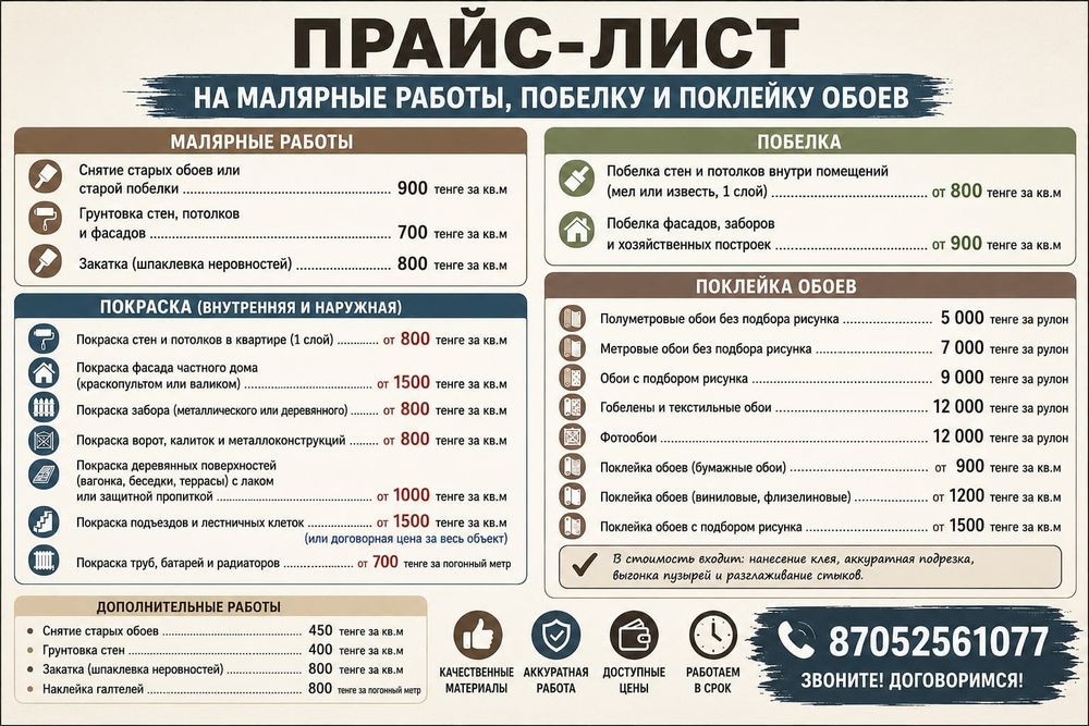 Поклейка обоев.Побелка,покраска