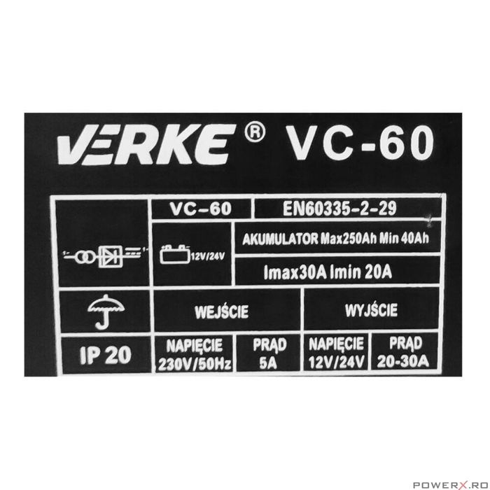 Redresor, incarcator baterii, incarcare rapida, 12-24V, 30 A, Verke