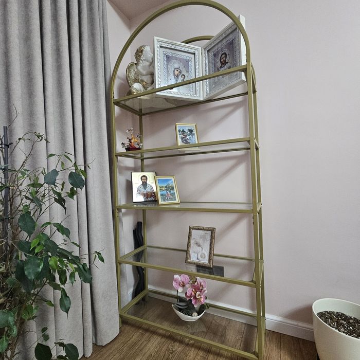 Etajera metalica gold vintage 80×30×184 cm