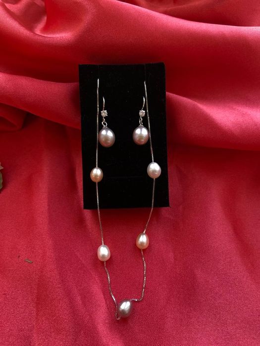 Новый набор натуральный жемчуг серебро 925 пробы