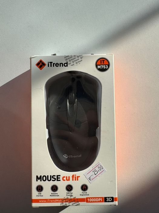 Mouse cu fir USB – plug & play, compatibil PC & laptop