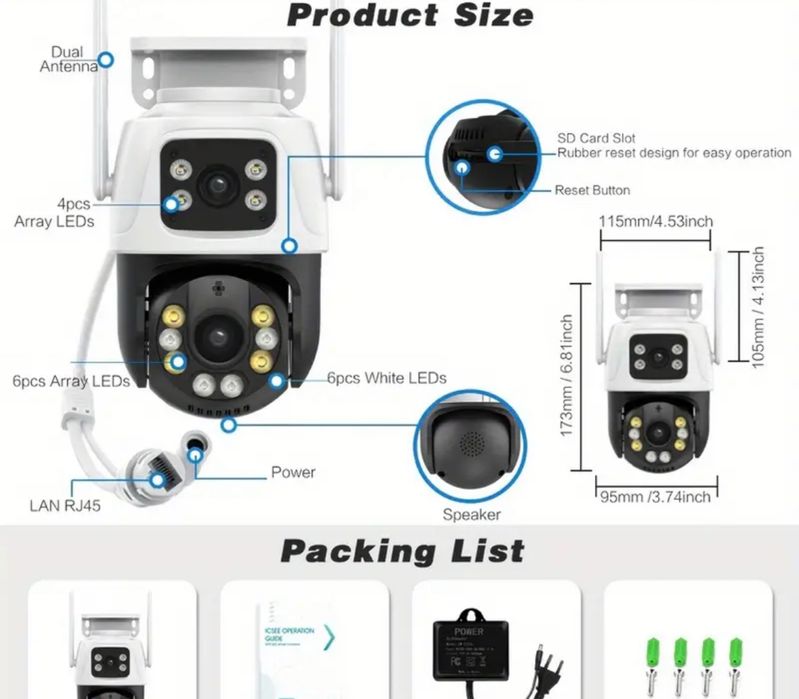 Camera supraveghere wifi lentile dubl  WIRELESS 8MP 4K  iCSee