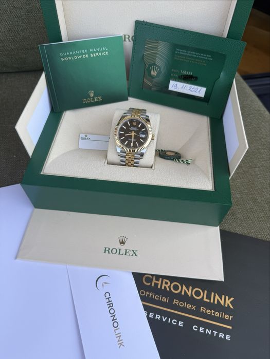 Rolex 126333 DateJust Black Stick 41 Two Tone Yellow Gold 41mm