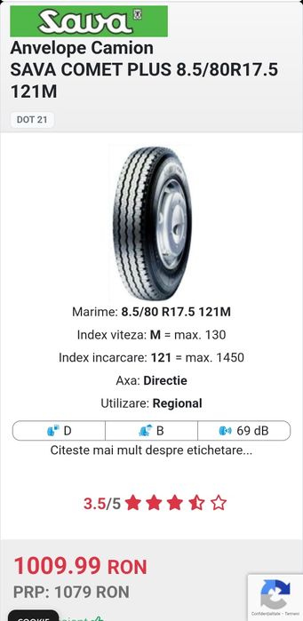 Cauciucuri Sava 8.5 R17.5 205 215 sau 225 235 245 Anvelope 65 70 75