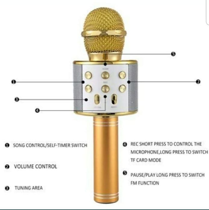 Microfon Wireless Karaoke Bluetooth WS 858 difuzor Micro SD USB