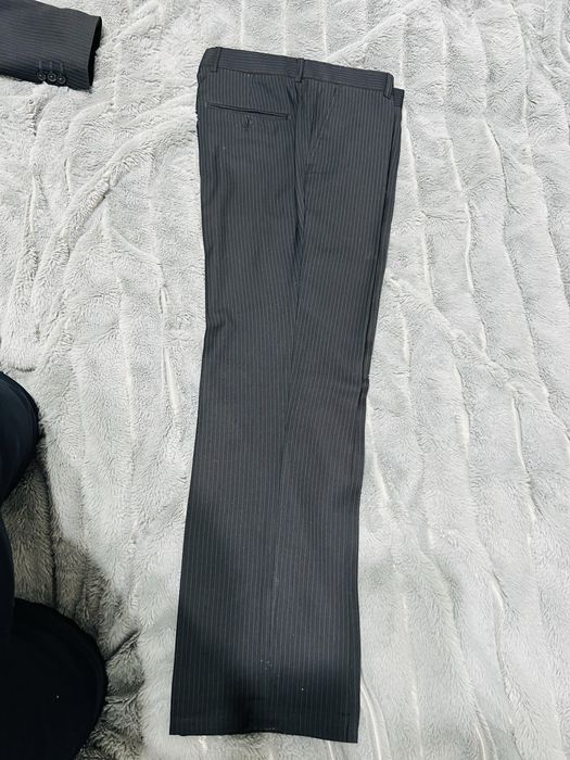 Мужской костюм двойка темно-синего цвета в синию полоску