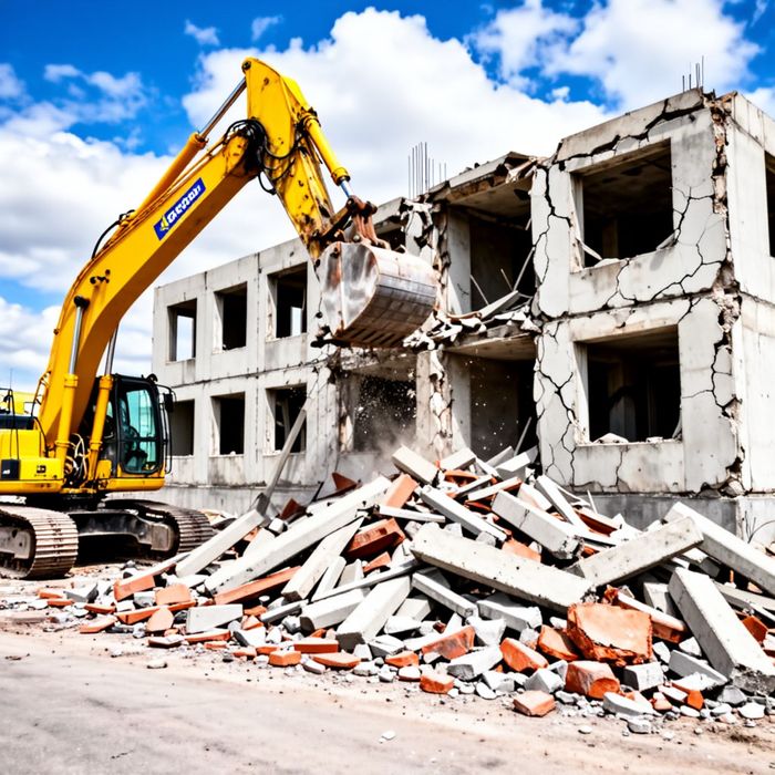 Снос дома / демонтаж здании / гидромолот