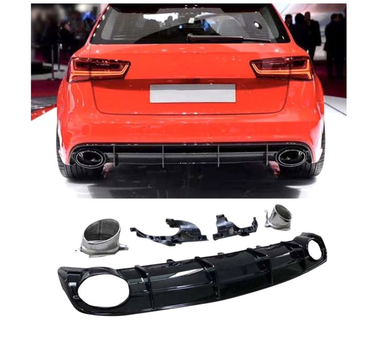 Дифузьор задната броня audi a6 s6 rs6 ауспух C7 спойлер а6 ц7 facelift
