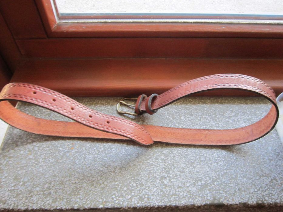 Нов колан от естествена кожа с пирографна декорация 100 см