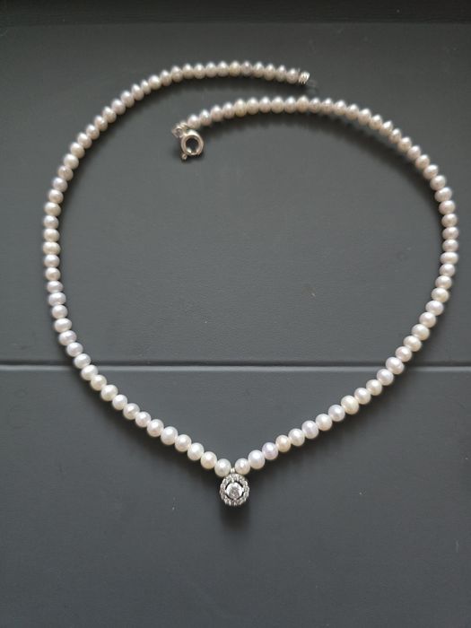 Coliere Perle de cultura  suflate cu aur de 14 k