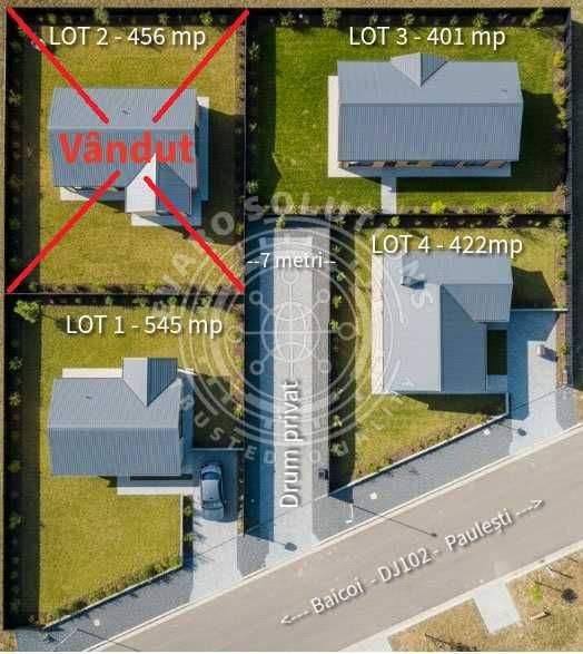 Mini-cartier rezidențial - 4 loturi teren intravilan Găgeni (Păulești)