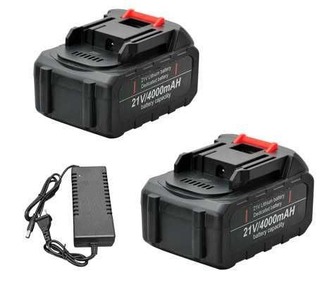 Комплект Li-Ion акумулаторна батерия 2 броя + зарядно устройство, 21V / 4000mAh, съвместими с Makita