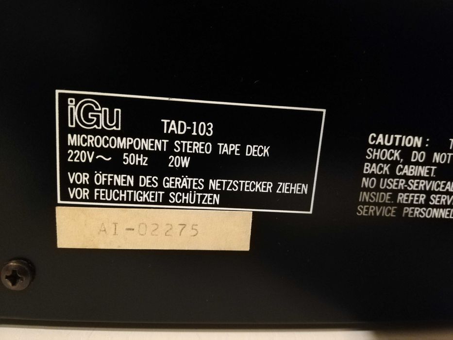 Stereo Cassette Deck IGU model TAD -103 - Rar/Vintage/RFG