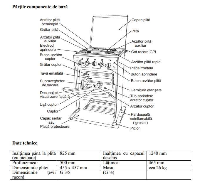 Aragaz / aparat de gatit cu gaze Tehnoton / Cuptor