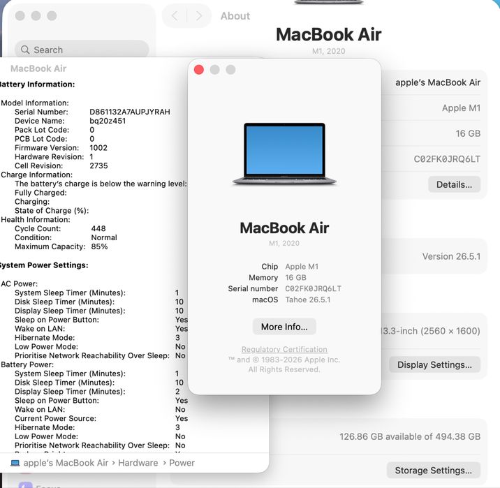 Macbook Air 13 M1 16 GB 512 SSD Space Gray