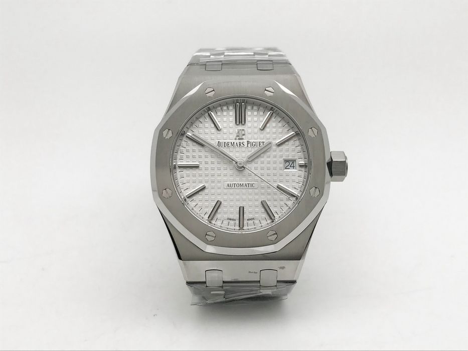 Audemars Piguet Royal Oak 15450 37mm Бял циферблат Стомана - QC снимки