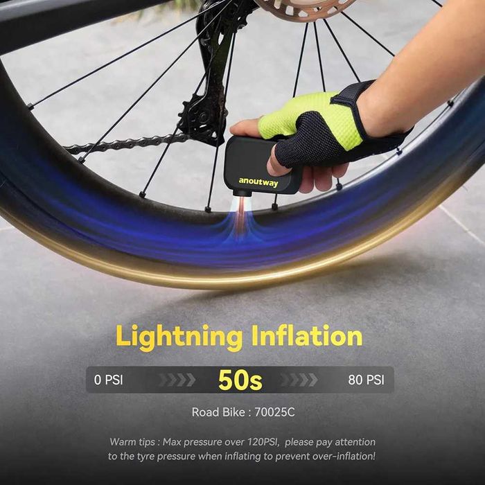 Чисто нова МИНИ Електрическа Помпа за Велосипед, Джобен Звяр (120 PSI)