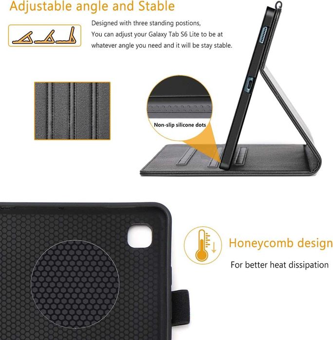 HYZUO 10,4-инчов калъф от еко кожа, съвместим с Samsung Galaxy Tab А7