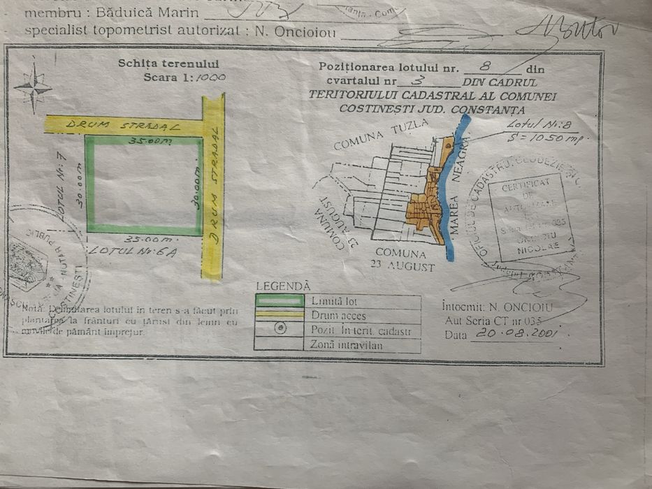 Teren Costinesti 1050 mp - prima linie la mare