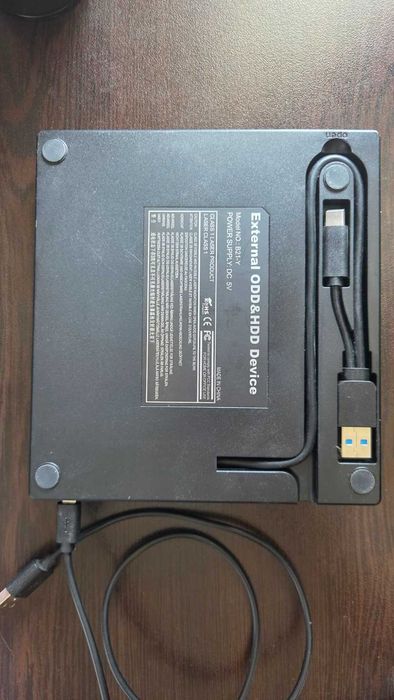 Външна CD/DVD записвачка B21-Y 5-в-1 USB 3.0 / USB-C + SD Card Reader