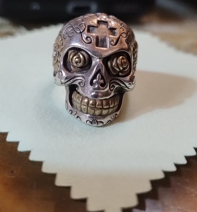 Inel argint craniu vesel