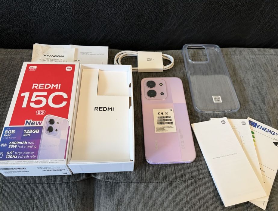 КАТО НОВ 128GB Xiaomi Redmi 15C Гаранция Vivacom 2028 г. Purple