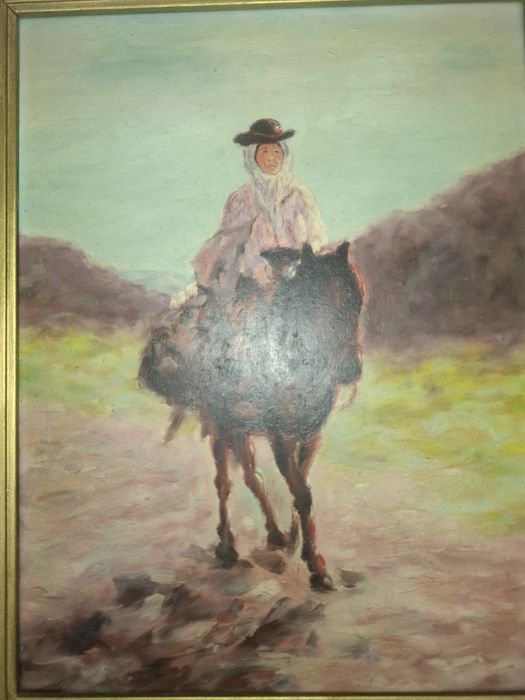 Tablou  reproducere seria  "Țărăncuțe  din  Rucăr " N. Grigorescu