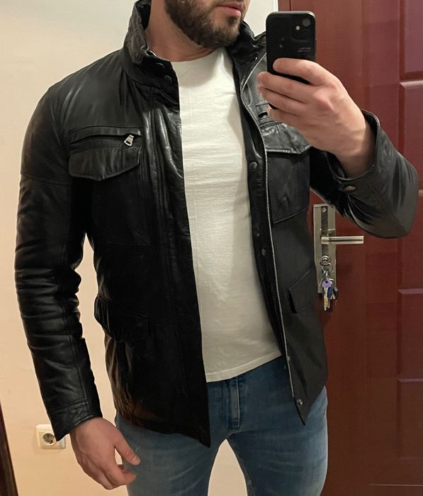 Оригинално мъжко кожено яке HUGO BOSS естествена кожа