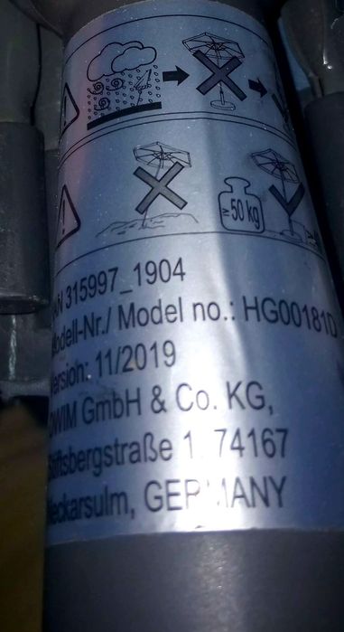 Umbrelă dreptunghiulara Goodhome mare in Germania