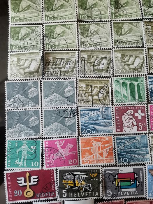 Швейцарски лот пощенски марки Helvetia от 1930-1950г.