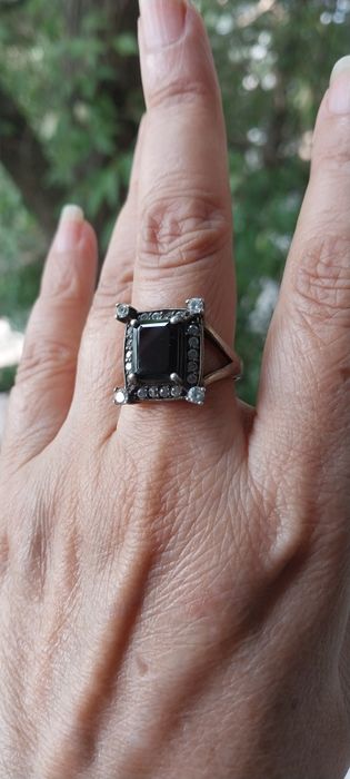 Кольцо серебро 925 проба гранат