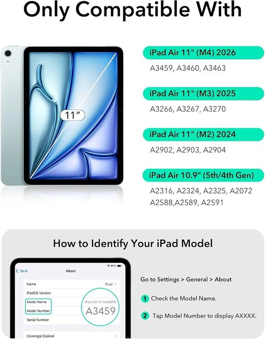 ESR Shift Калъф с клавиатура за iPad Air 11" (M4/M3/M2) и Air 10.9", тъмносив