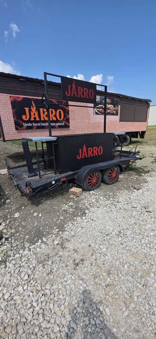 Grătar profesional mobil XXL 2 metri + Remorcă BARTHAU Tandem 2.000 kg – BBQ / Catering / Evenimente