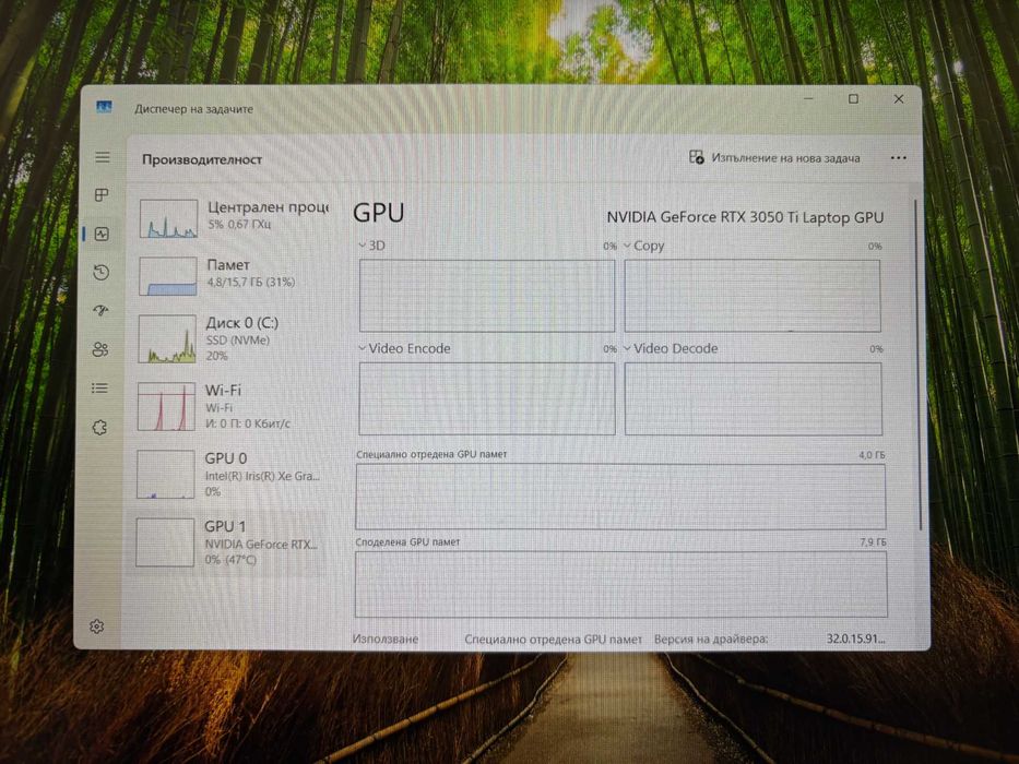 Геймърски лаптоп i7 12700H, RTX 3050 Ti 4GB, 16GB ram