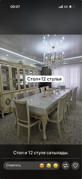 Стол и стулья 12 штук
