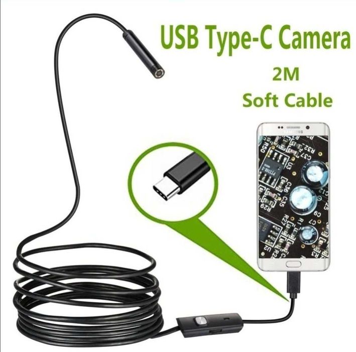Camera inspectie Android si Windows HD720p camera flexibila 5.5mm cu leduri ajustabile