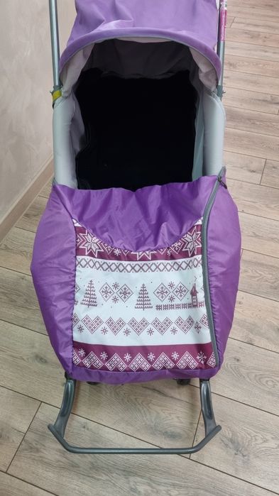 Санки-коляска 2 в 1, Ника, сидячие и полулежачее положение