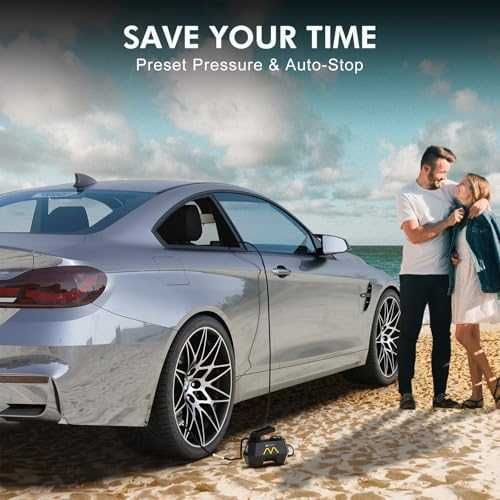 Нов Преносим компресор за гуми кола/мото/колело 150PSI LED накрайници