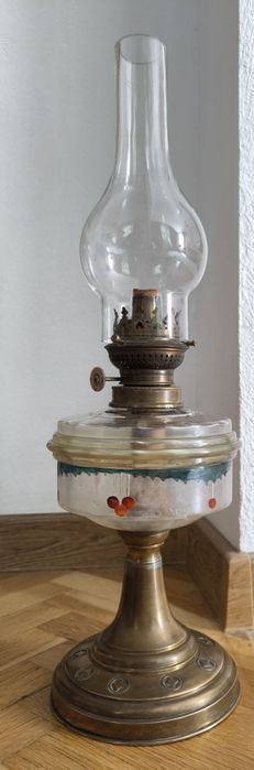 Старинна немска газена лампа Prima Rund-Brenner – Ръчно рисувана (около 1900 г.)