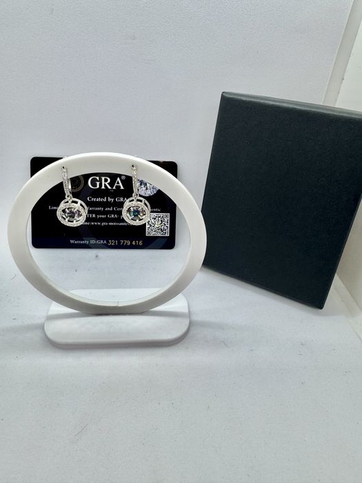 Сребърни обеци с мойсанит (Диамант) 0.5 карата