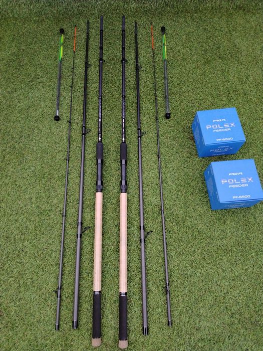 2 Lansete Feeder Robinhan HARRIER 3.90m 180gr + 2 Mulin PRO FL POLEX