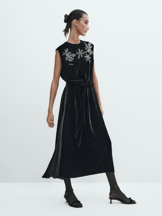 Rochie Massimo Dutti din catifea neagra