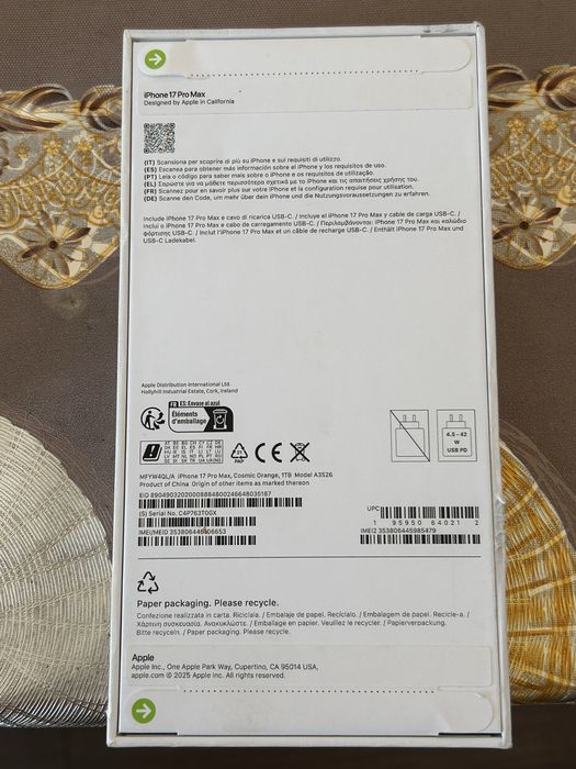 Vand iphone 17 pro max de 1tb