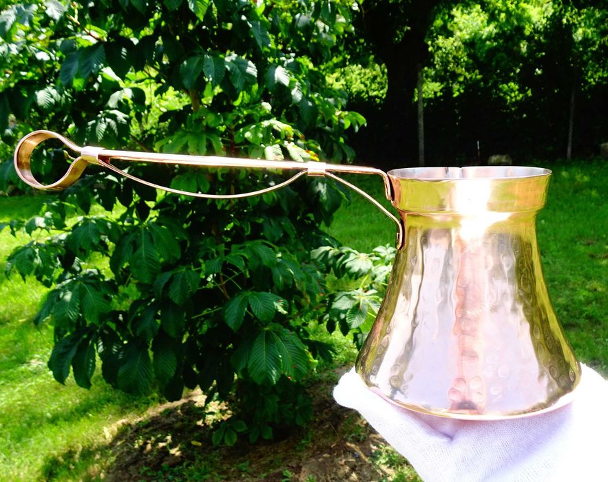 Медно джезве 650 мл.,дълга медна дръжка.