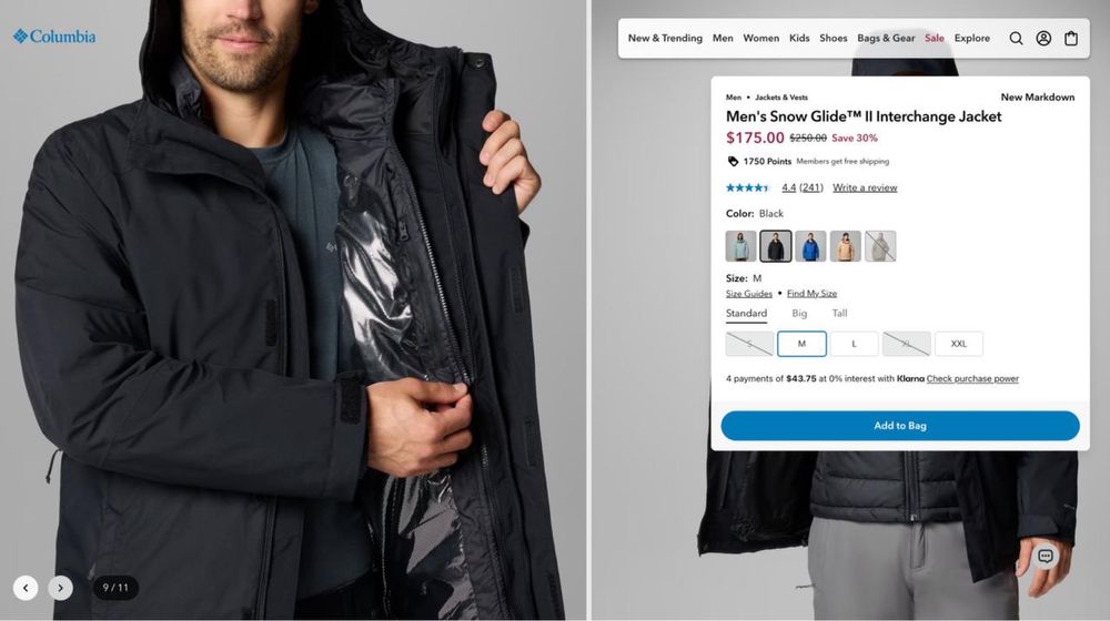 Новая оригинальная зимняя куртка Columbia 3 в 1