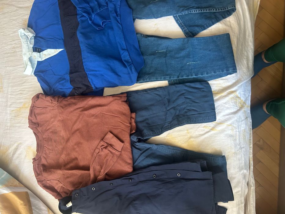 Детски дънки, панталон, 2 бр блузи и 1 бр риза 140 см