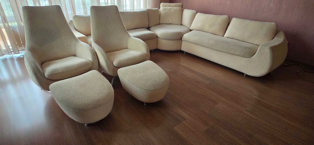 Диван Ъглов, Два Фотьойла и две табуретки Rolf Benz - Germany, Холна маса - Italy